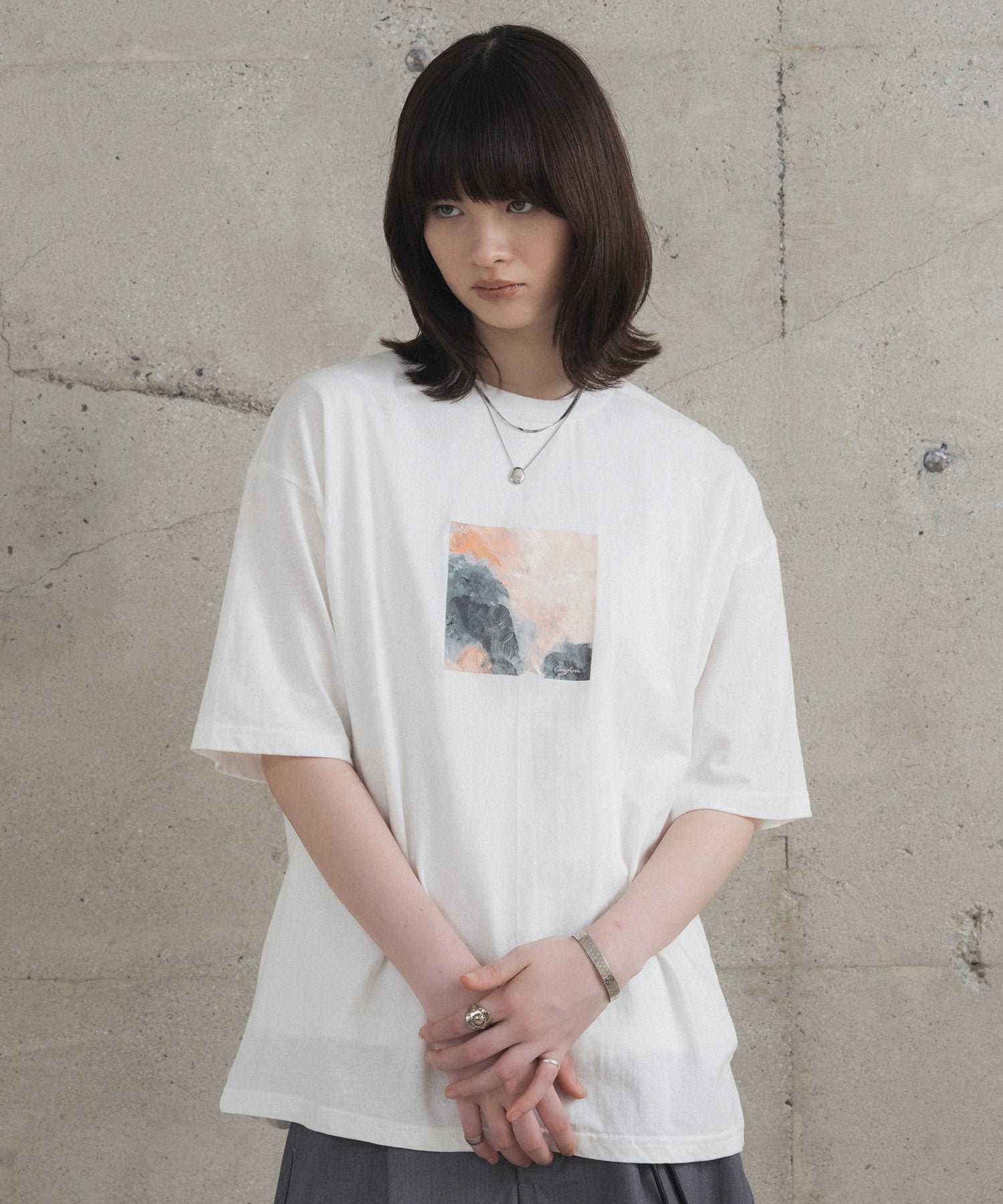 アブストラクト絵画 フロントプリント 半袖Tシャツ