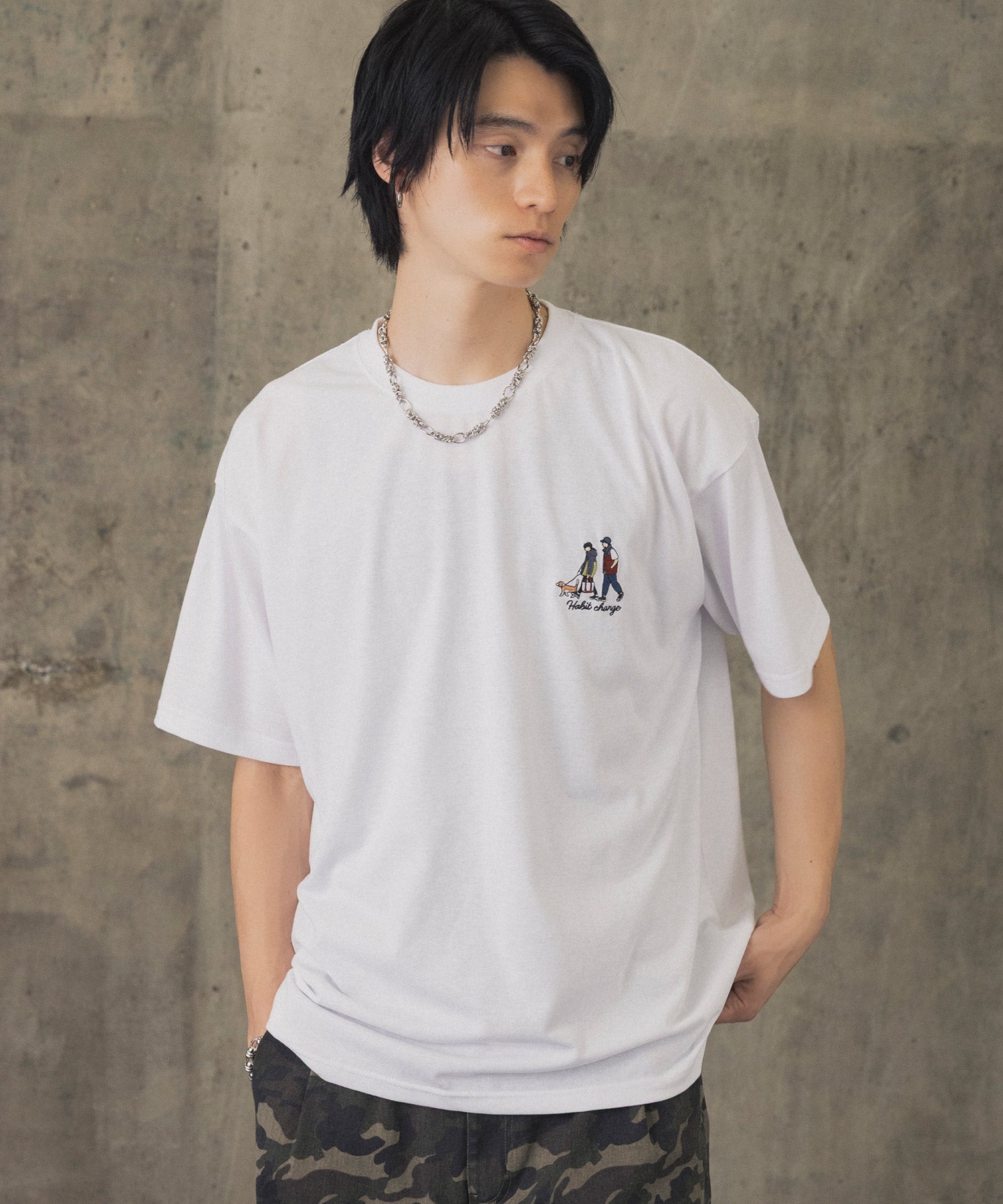 ウォーキングB ワンポイント刺繍ロゴ ビッグシルエット半袖Tシャツ
