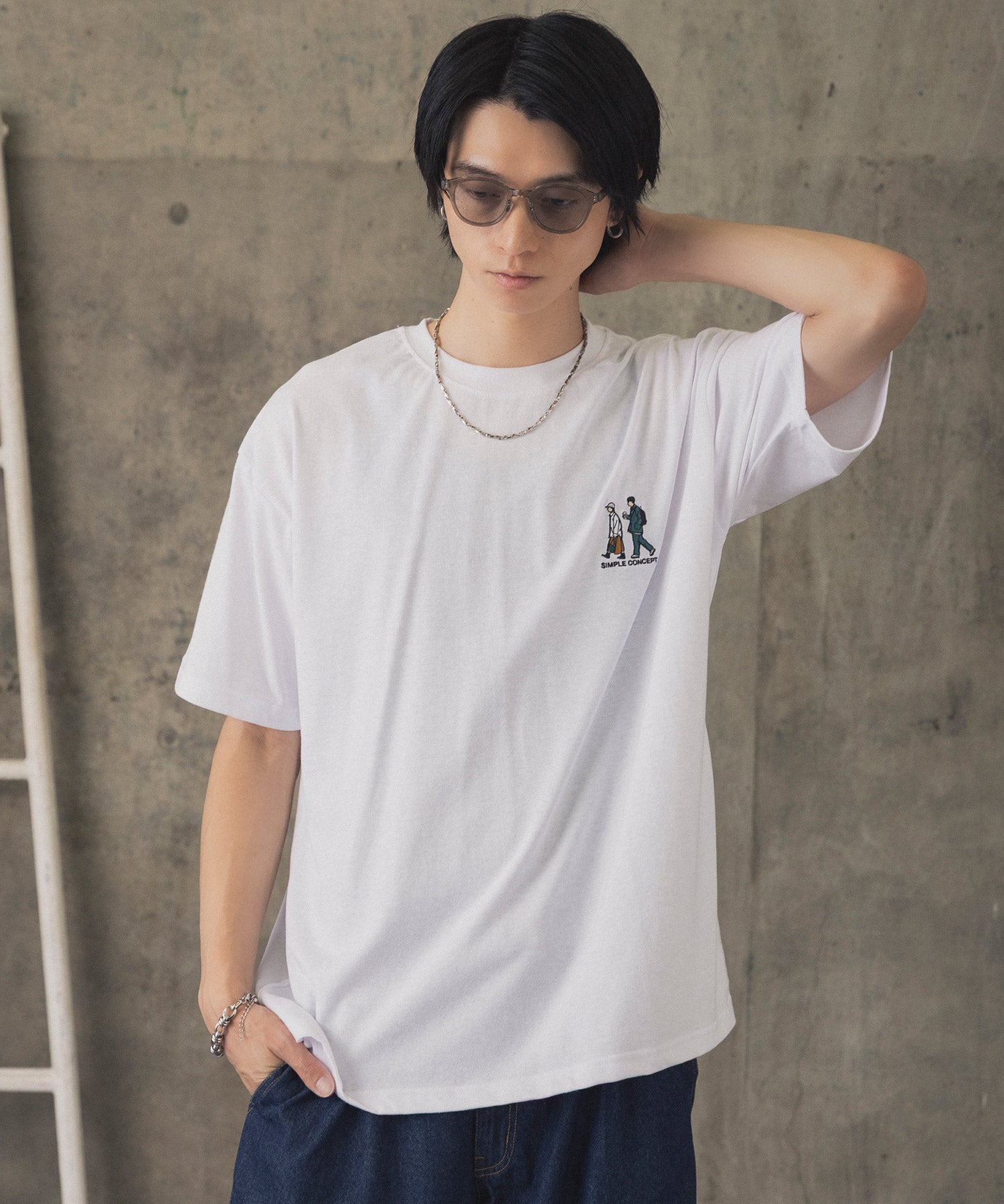 ウォーキングA ワンポイント刺繍ロゴ ビッグシルエット半袖Tシャツ