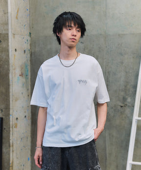 クラウン ボックスシルエット グランジ風 レトロモチーフ バックプリント 半袖Tシャツ