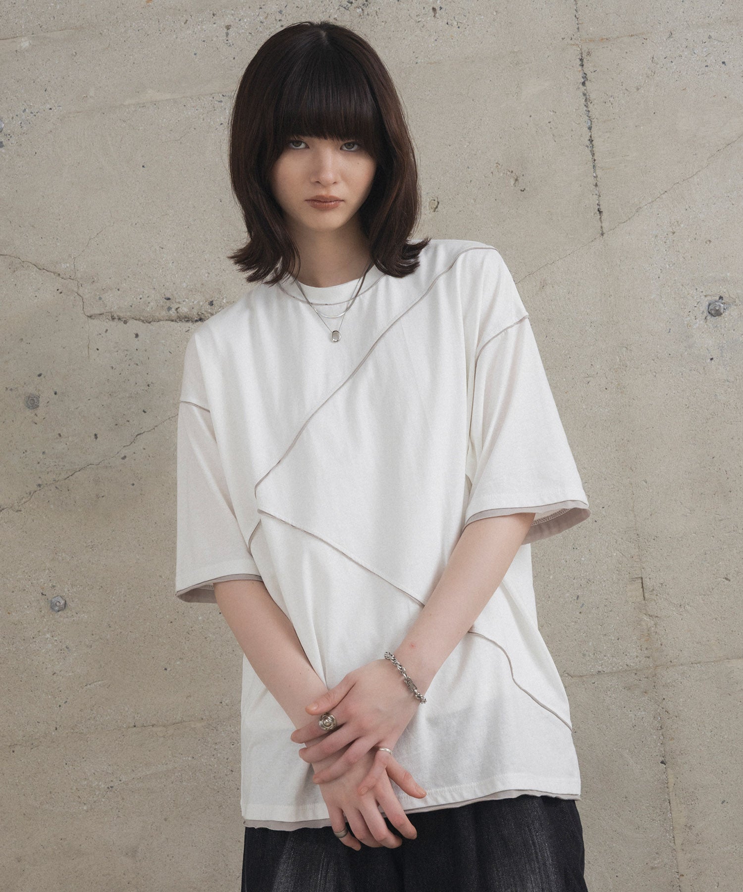 カットオフ switching Tee 切替半袖Tシャツ