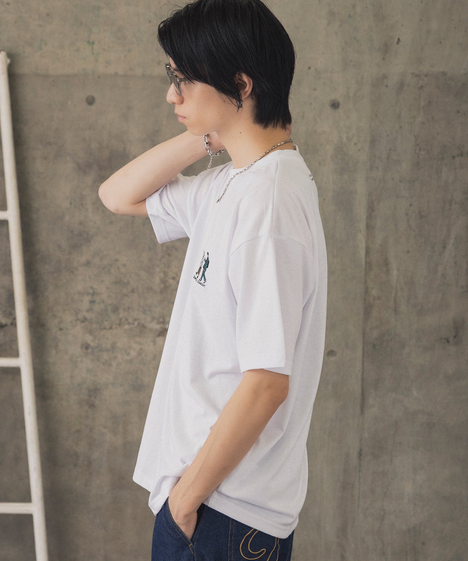ウォーキングA ワンポイント刺繍ロゴ ビッグシルエット半袖Tシャツ
