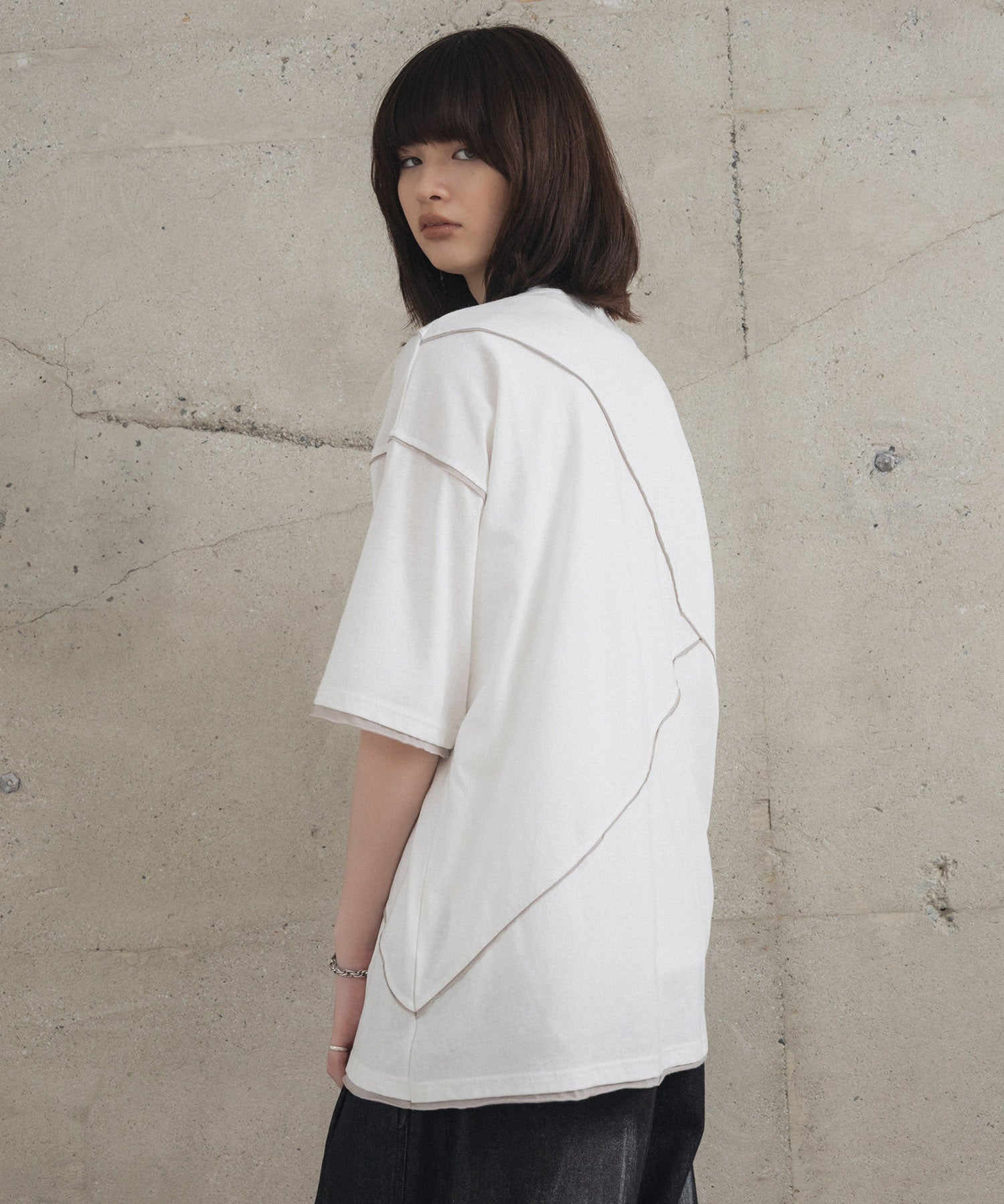 カットオフ switching Tee 切替半袖Tシャツ
