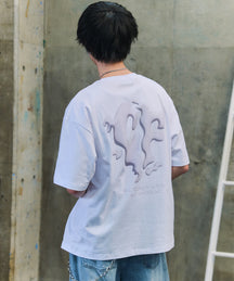 スモークモチーフ ビッグシルエット バックプリント 半袖Tシャツ ワンポイント