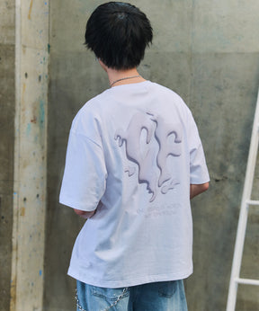 スモークモチーフ ビッグシルエット バックプリント 半袖Tシャツ ワンポイント