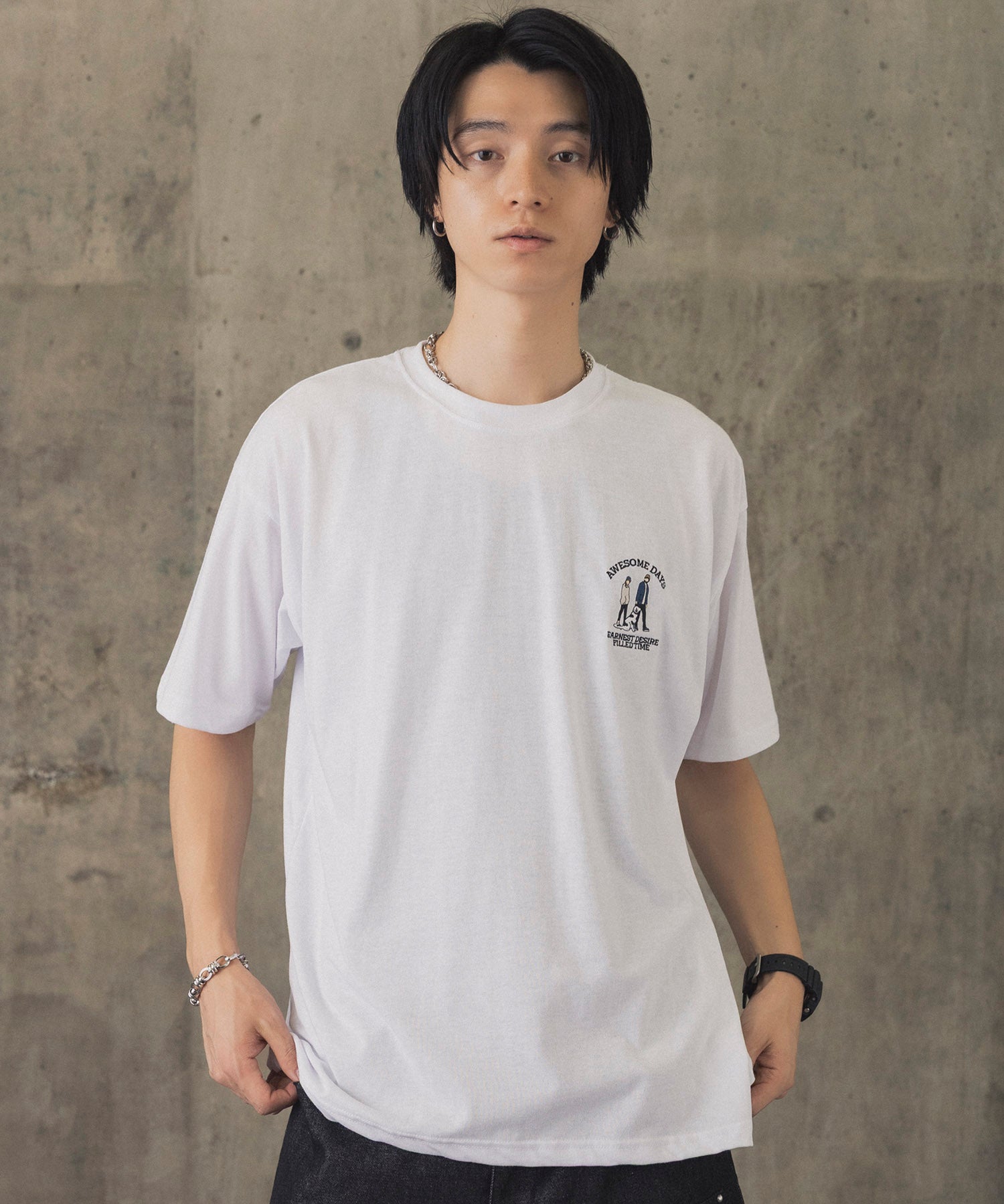 ウォーキングC ワンポイント刺繍ロゴ ビッグシルエット半袖Tシャツ