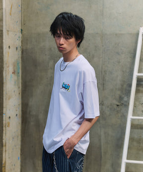 ボックスシルエット スプラッシュ タギング ストリートグラフィック 半袖Tシャツ