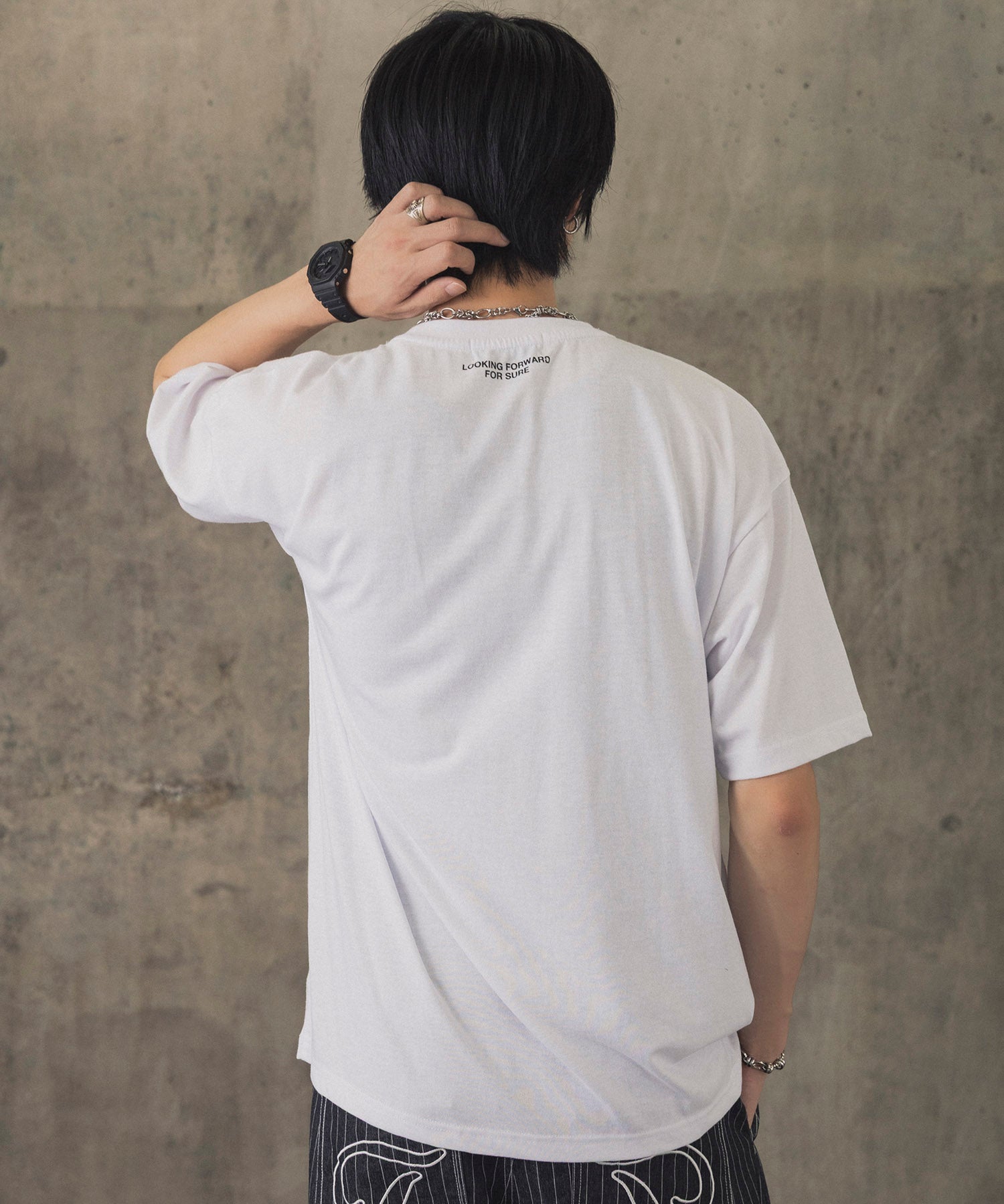 ヒゲオジサンC ワンポイント刺繍ロゴ ビッグシルエット半袖Tシャツ