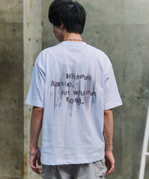 ビッグシルエット プレーティング グラフィック プリント 半袖Tシャツ