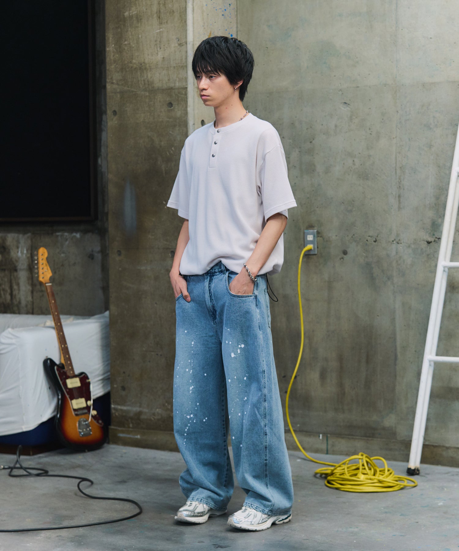 THERMAL DRAWSTRING HENLEY NECK T-SHIRT / サーマル ドローストリング ヘンリーネックTシャツ
