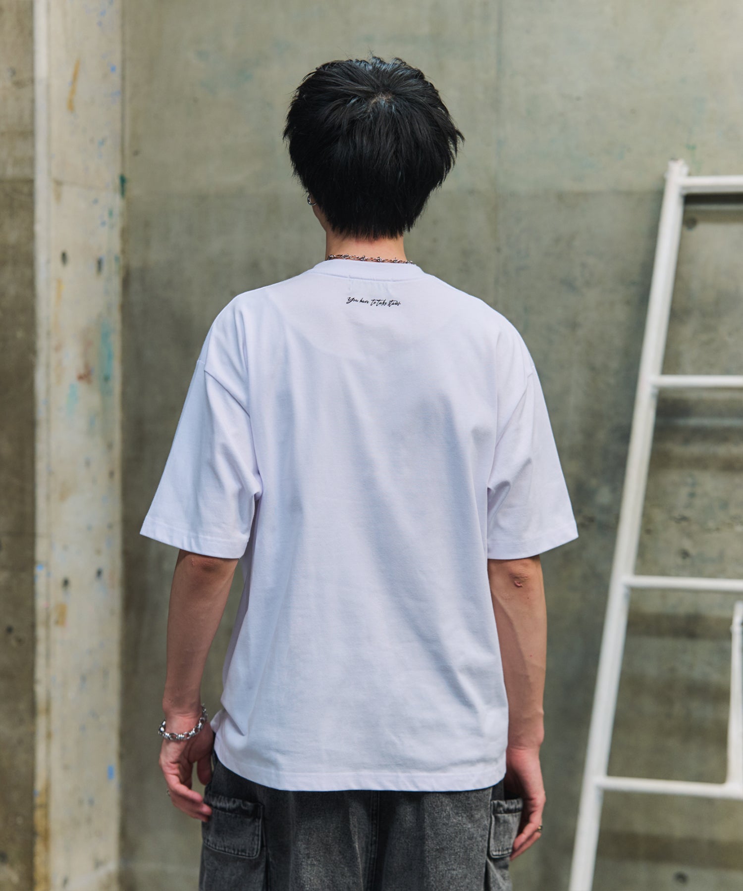 ビッグシルエット プレーティング 半袖Tシャツ グラフィック プリント