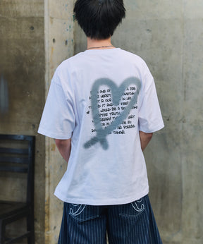 スプレーハート ビッグシルエット バックプリント 半袖Tシャツ ワンポイント