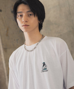 ヒゲオジサンB ワンポイント刺繍ロゴ ビッグシルエット半袖Tシャツ