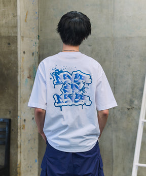 ボックスシルエット スプラッシュ タギング ストリートグラフィック 半袖Tシャツ