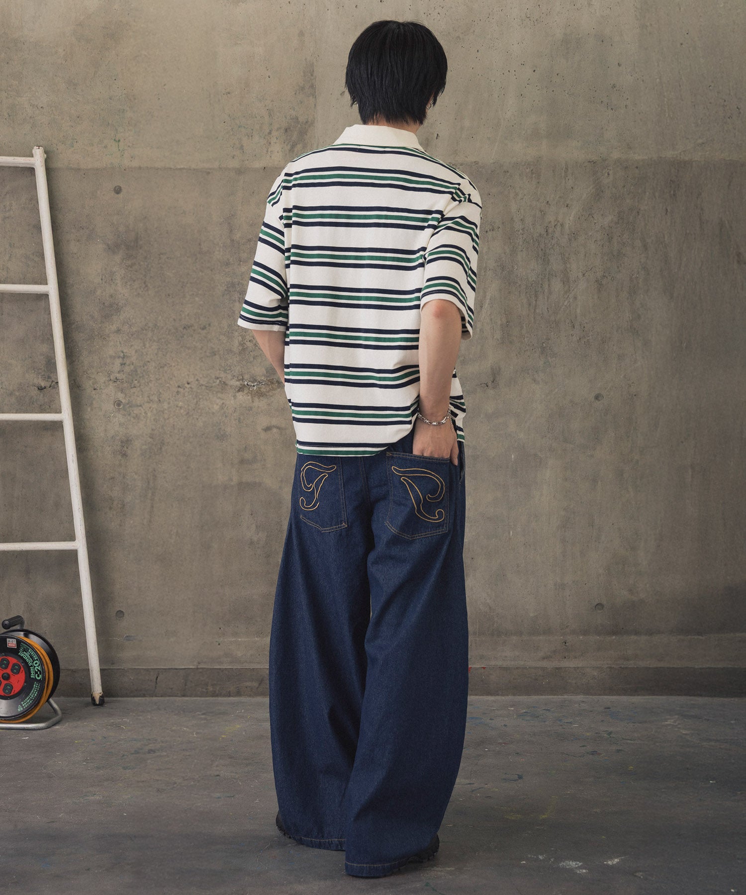 TURNED POCKET BORDER POLO / 折り返しボーダーポロシャツ