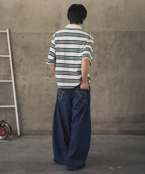 TURNED POCKET BORDER POLO / 折り返しボーダーポロシャツ