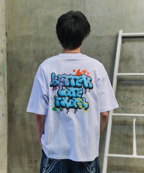 ボックスシルエット スプラッシュ タギング ストリートグラフィック 半袖Tシャツ