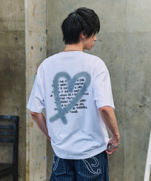 スプレーハート ビッグシルエット バックプリント 半袖Tシャツ ワンポイント