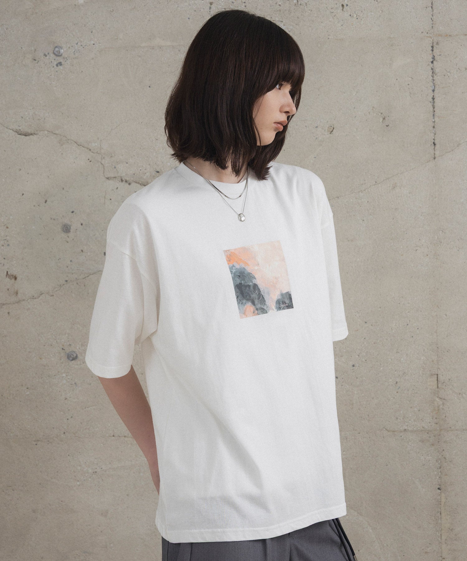 アブストラクト絵画 フロントプリント 半袖Tシャツ