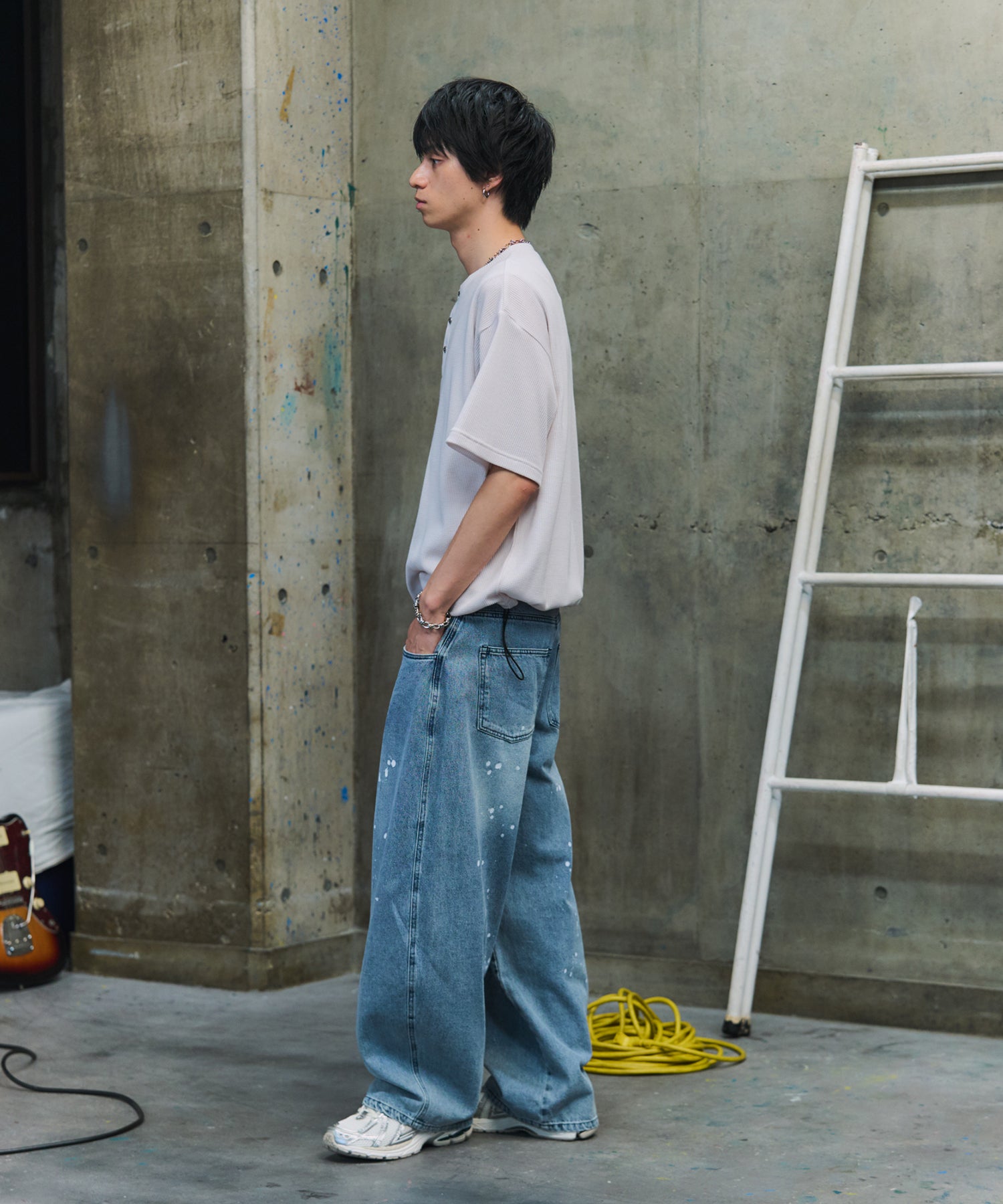 THERMAL DRAWSTRING HENLEY NECK T-SHIRT / サーマル ドローストリング ヘンリーネックTシャツ