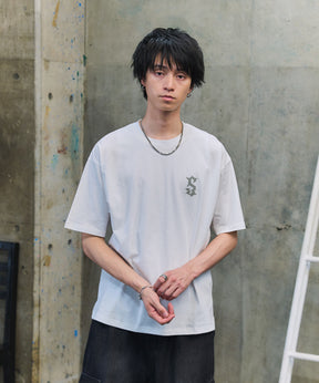 フェードロゴ ボックスシルエット グランジ風 レトロモチーフ バックプリント 半袖Tシャツ