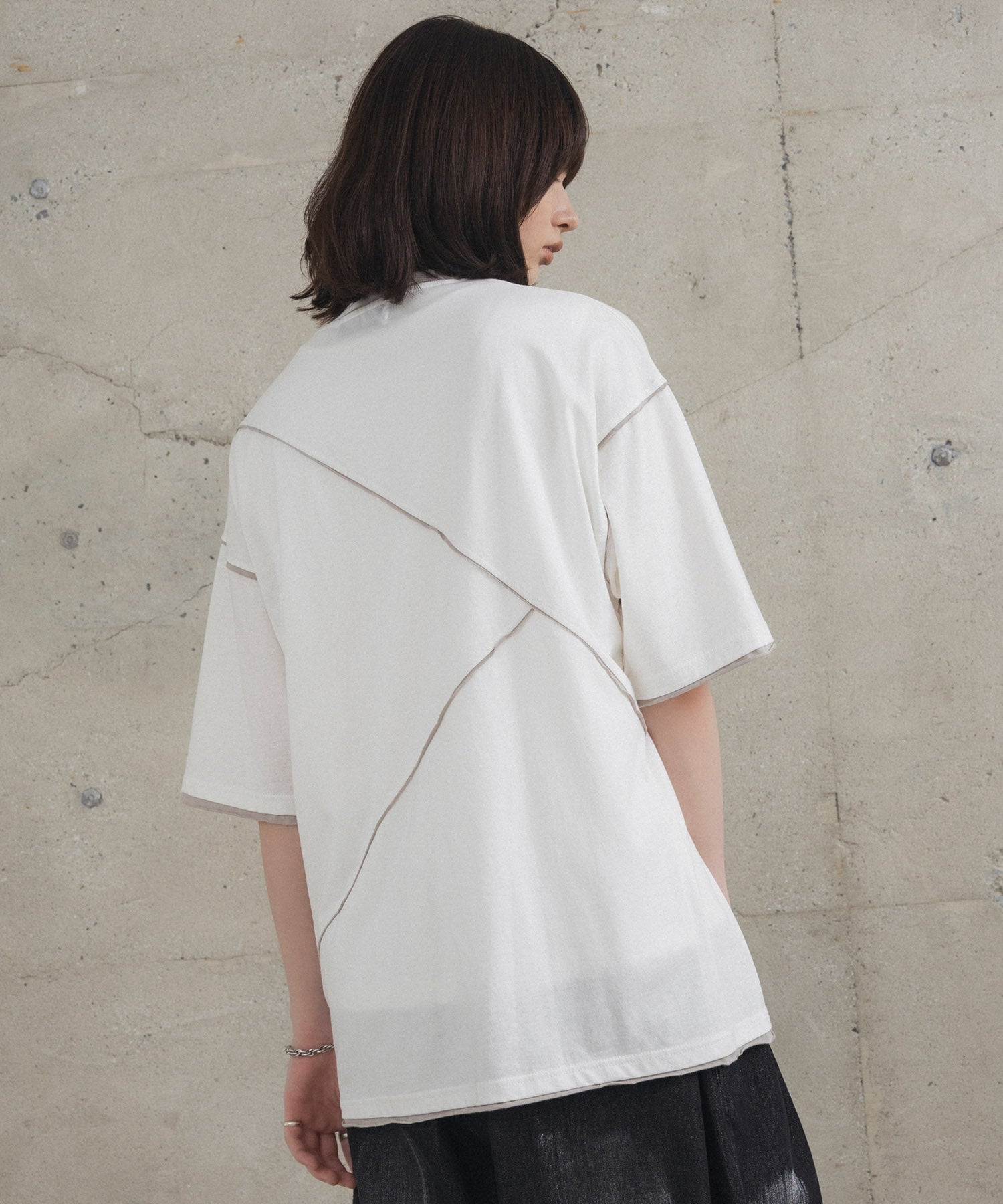 カットオフ switching Tee 切替半袖Tシャツ