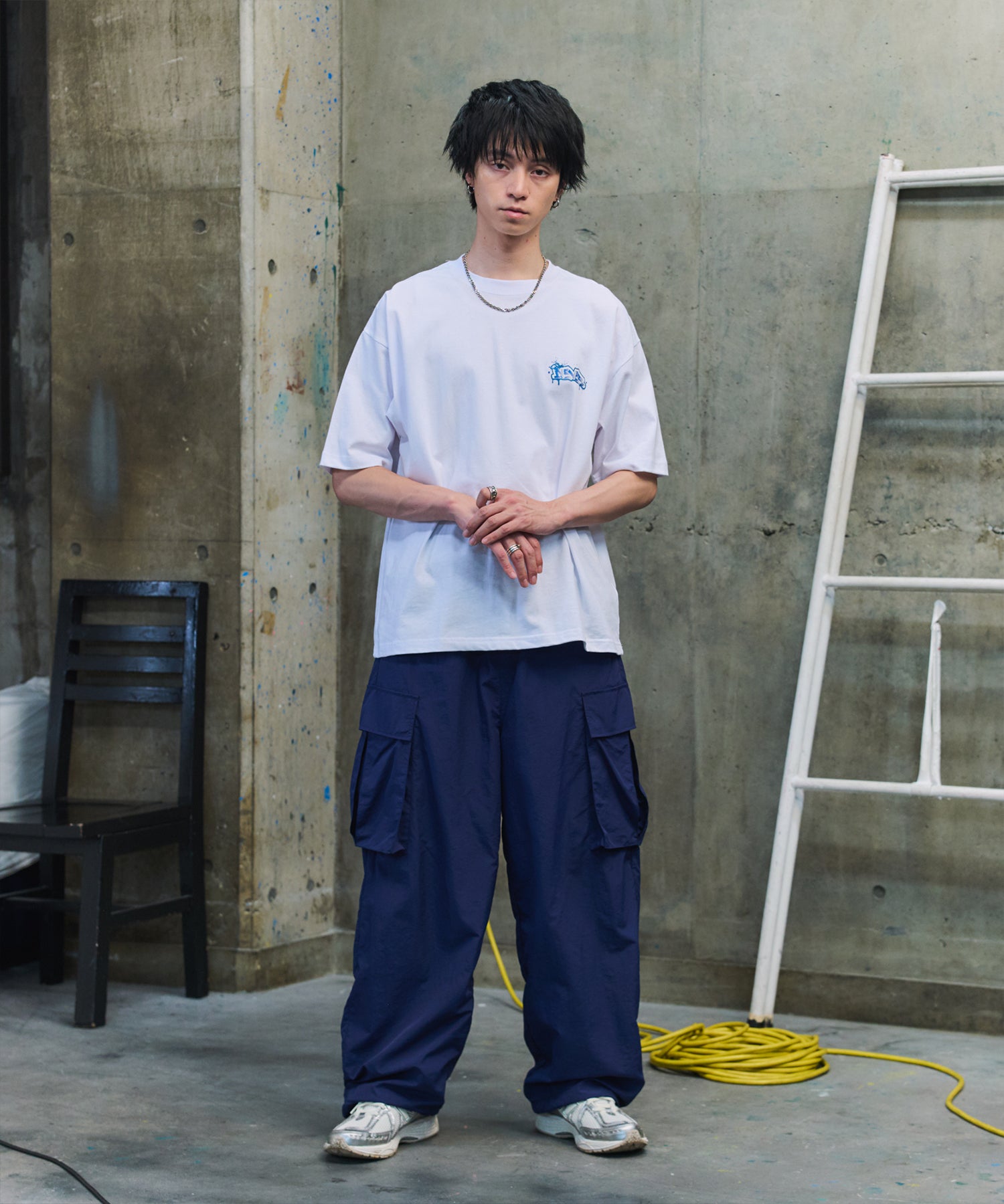 ボックスシルエット スプラッシュ タギング ストリートグラフィック 半袖Tシャツ