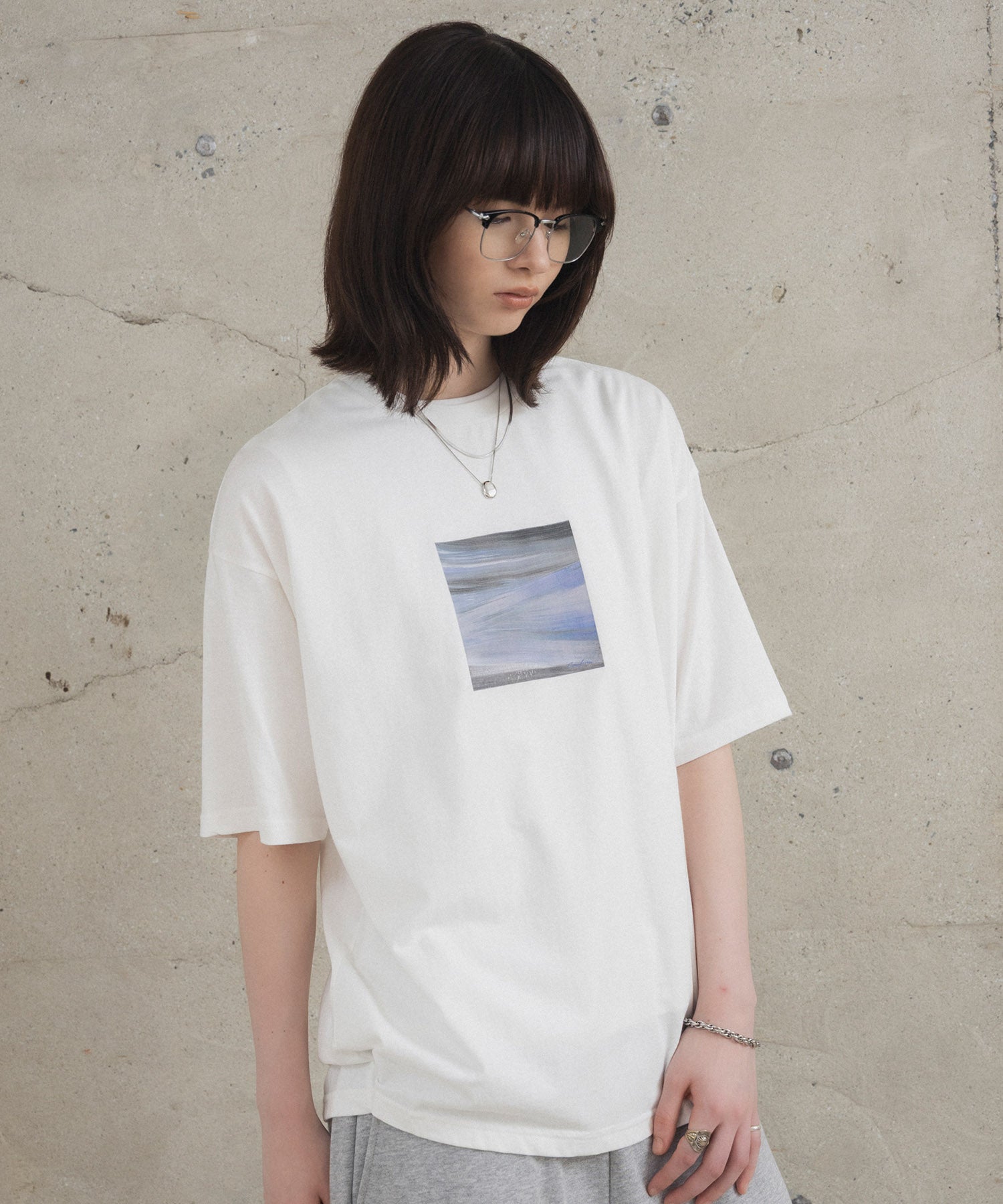 アブストラクト絵画 フロントプリント 半袖Tシャツ