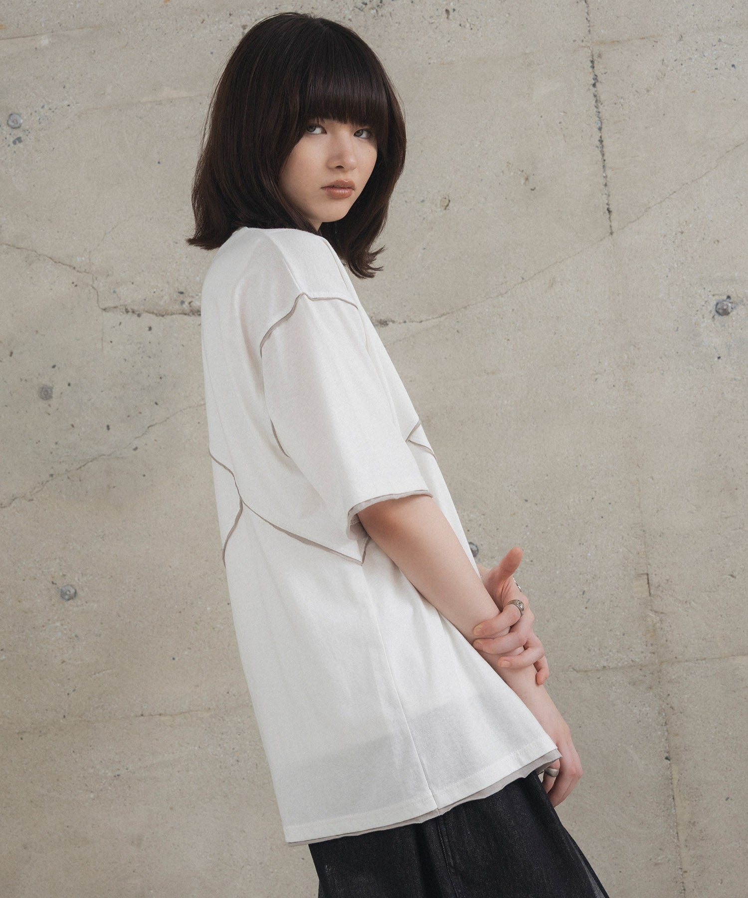 カットオフ switching Tee 切替半袖Tシャツ