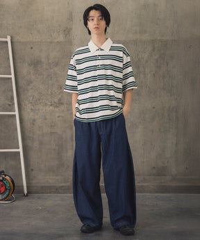 TURNED POCKET BORDER POLO / 折り返しボーダーポロシャツ