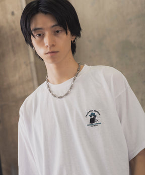 ヒゲオジサンA ワンポイント刺繍ロゴ ビッグシルエット半袖Tシャツ