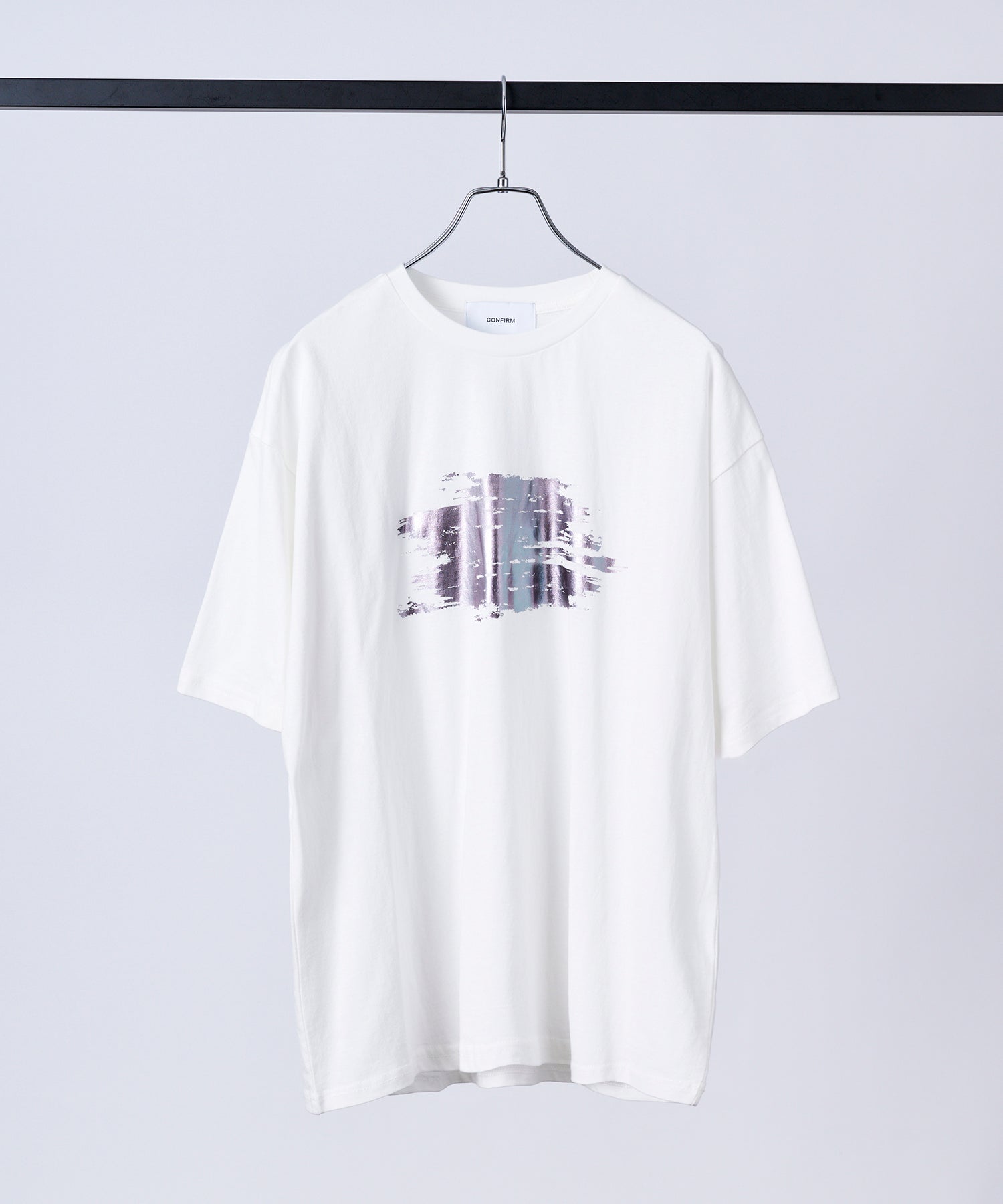 アブストラクトグラフィック箔プリント 半袖Tシャツ
