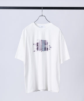 アブストラクトグラフィック箔プリント 半袖Tシャツ