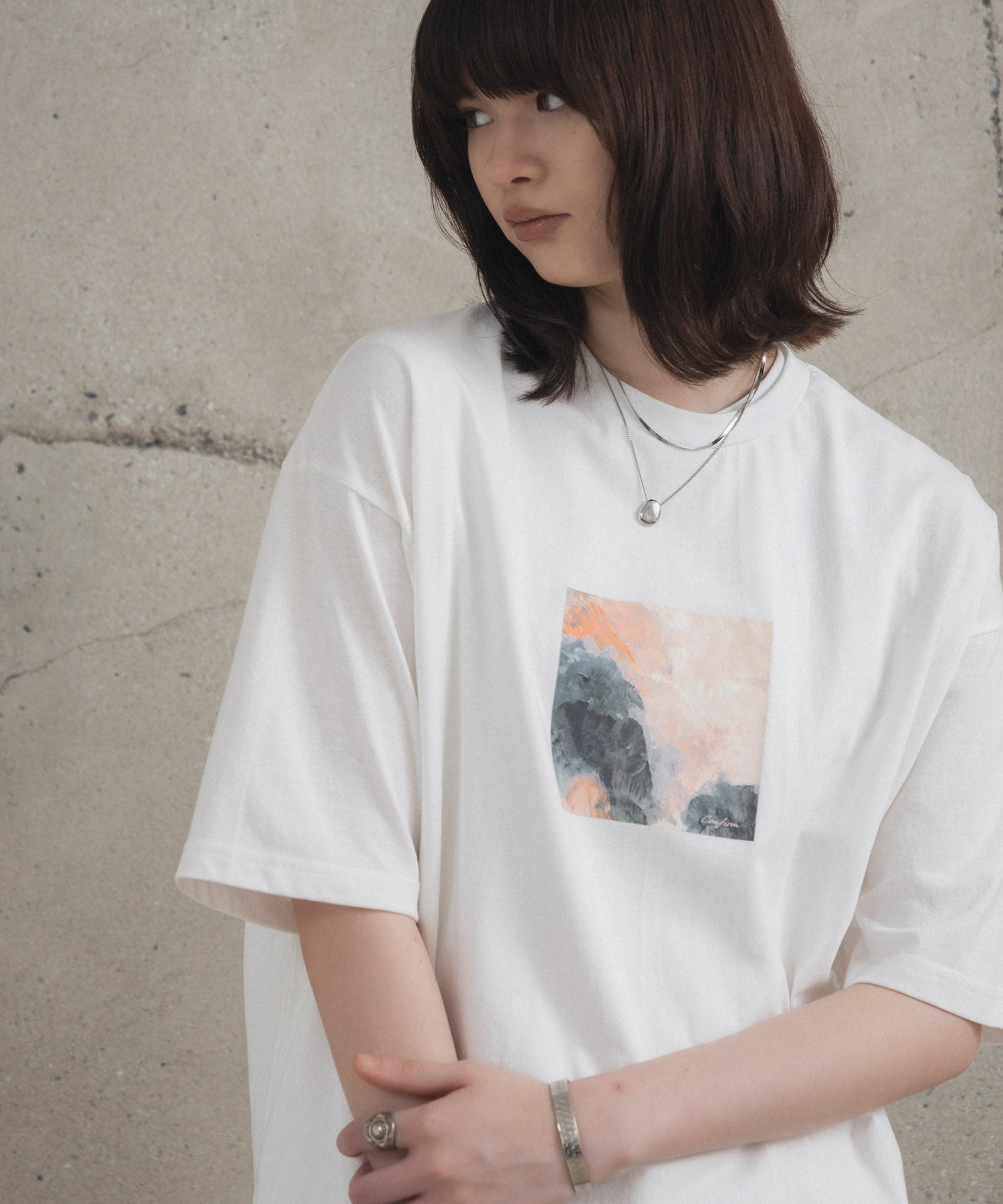 アブストラクト絵画 フロントプリント 半袖Tシャツ