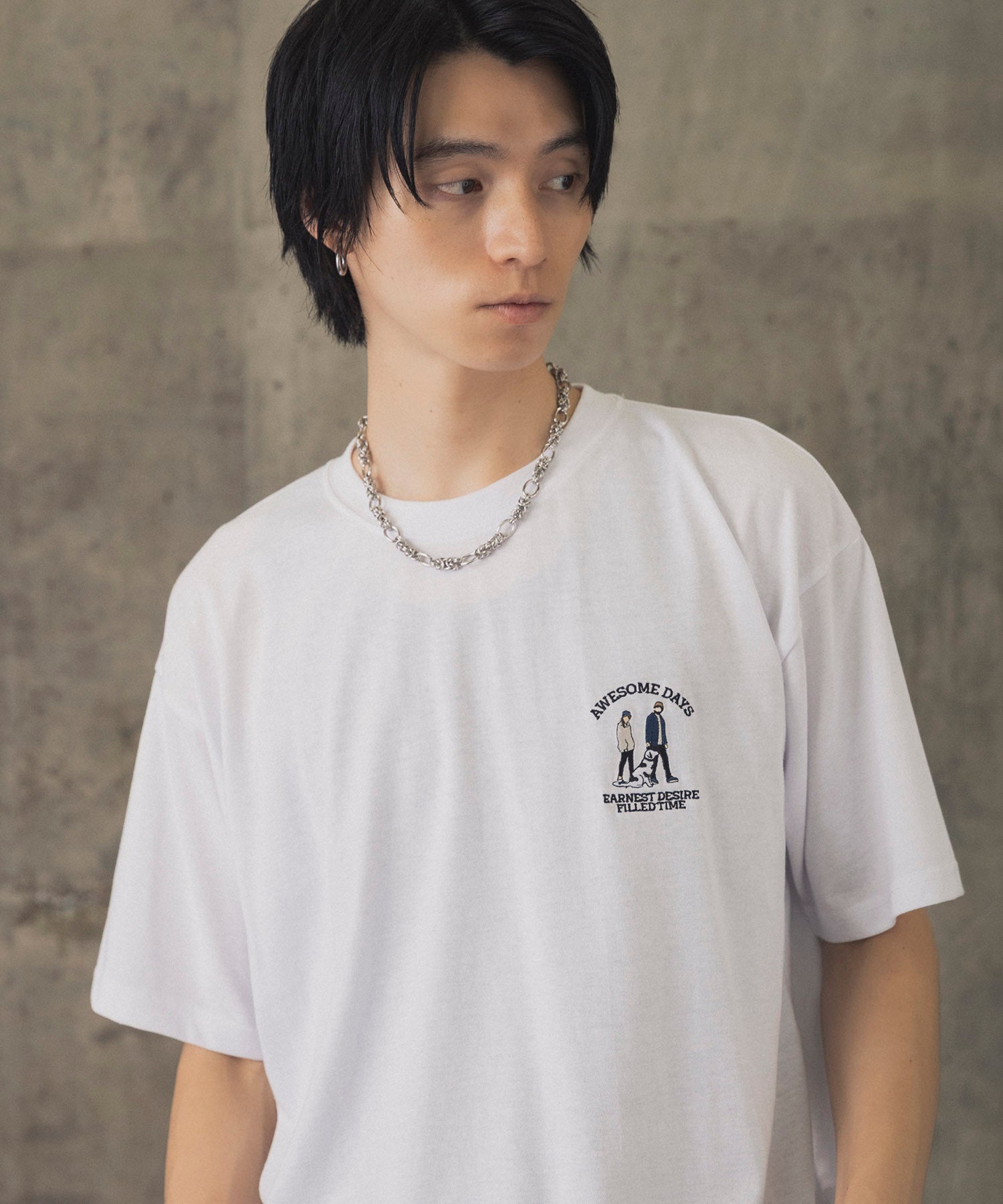 ウォーキングC ワンポイント刺繍ロゴ ビッグシルエット半袖Tシャツ
