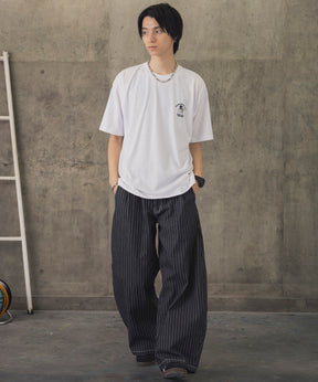 ヒゲオジサンC ワンポイント刺繍ロゴ ビッグシルエット半袖Tシャツ