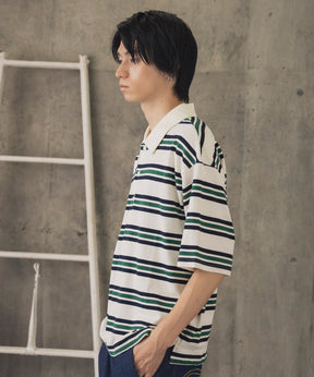 TURNED POCKET BORDER POLO / 折り返しボーダーポロシャツ