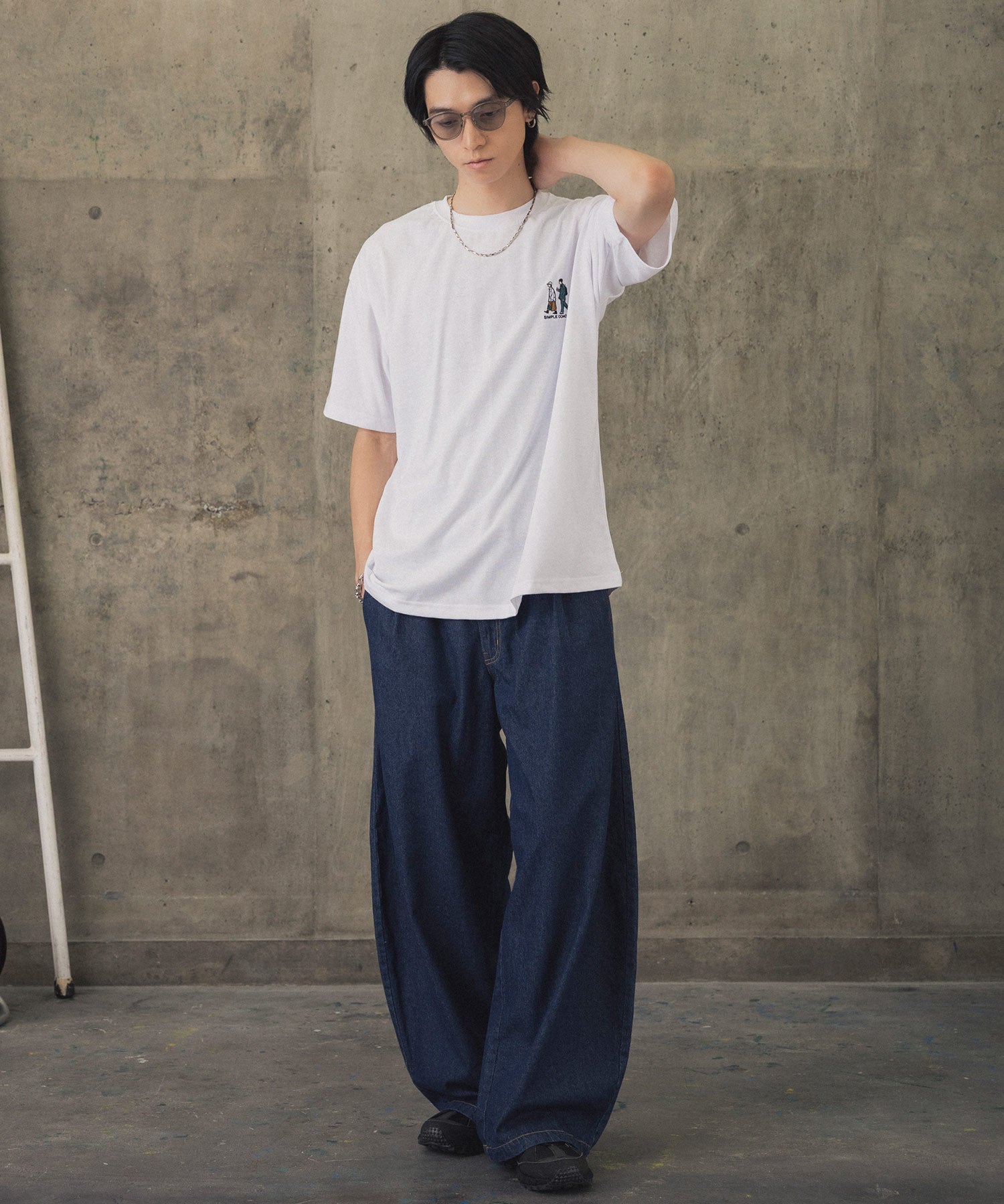 ウォーキングA ワンポイント刺繍ロゴ ビッグシルエット半袖Tシャツ