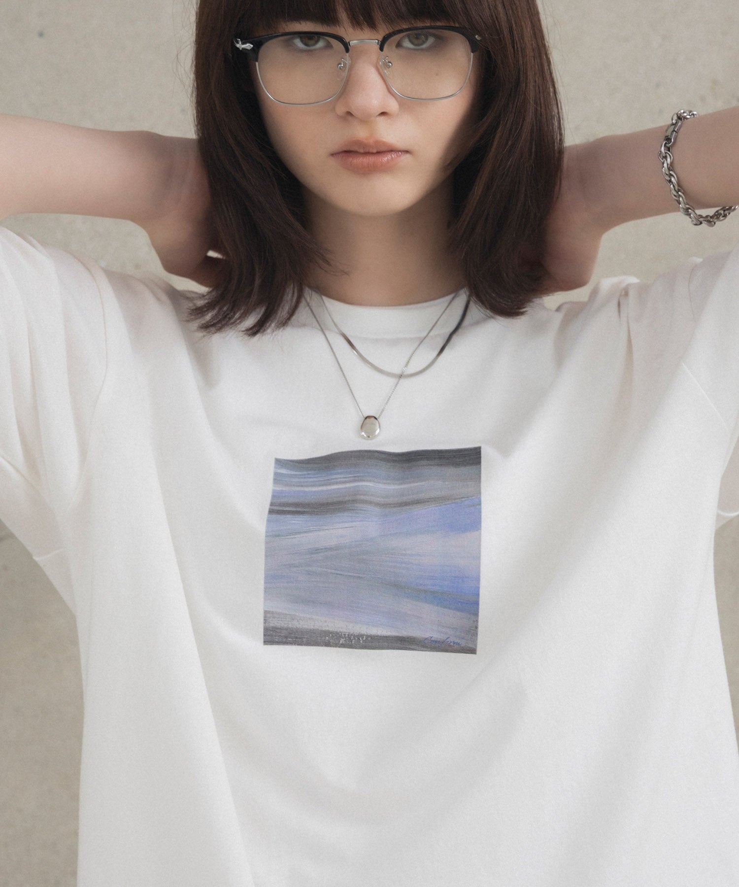 アブストラクト絵画 フロントプリント 半袖Tシャツ