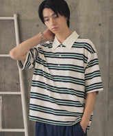 TURNED POCKET BORDER POLO / 折り返しボーダーポロシャツ