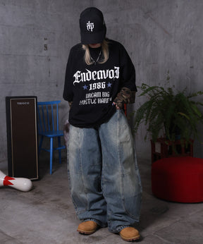 【MAROCORE / マロコア】フェイクレイヤード 袖 カモ柄 プリント ロンT