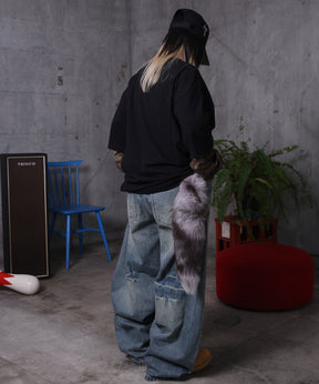 【MAROCORE / マロコア】フェイクレイヤード 袖 カモ柄 プリント ロンT