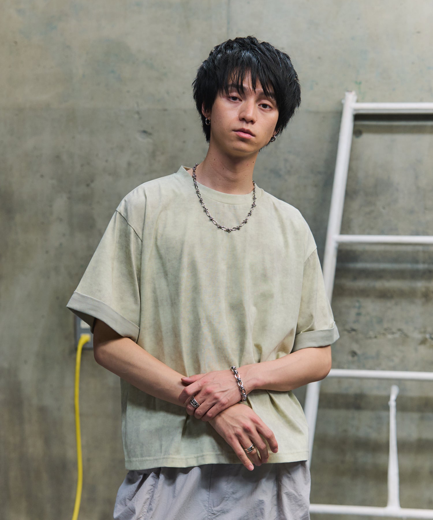 SLEEVE LAYERED LOOSE T-SHIRT / レイヤード ルーズTシャツ